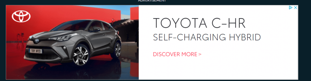 A web ad for the Toyota C-HR